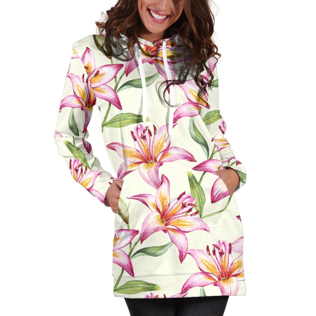 Lily Pattern Print Design LY011 Women Hoodie Dress