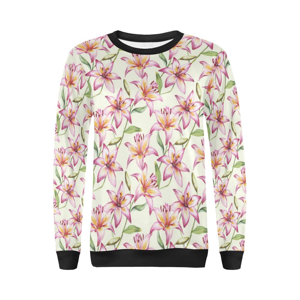 Lily Pattern Print Design LY011 Women Long Sleeve Sweatshirt-JorJune