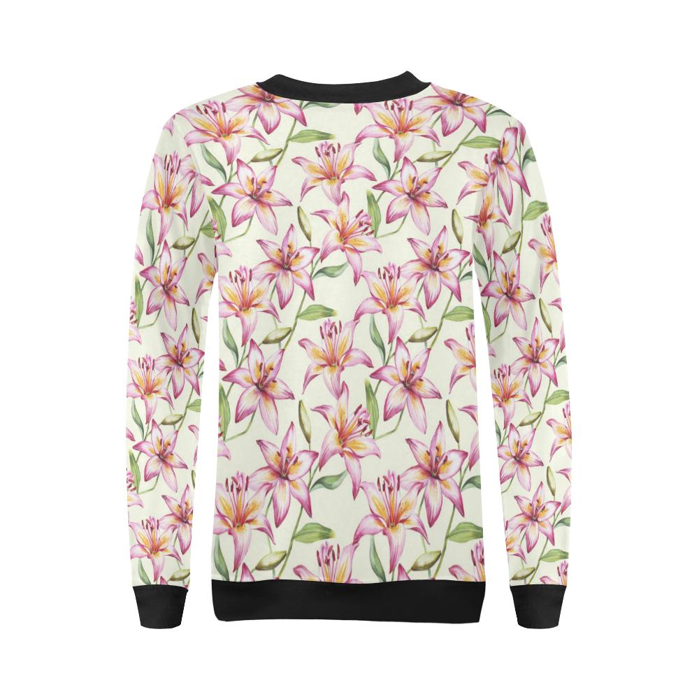 Lily Pattern Print Design LY011 Women Long Sleeve Sweatshirt-JorJune