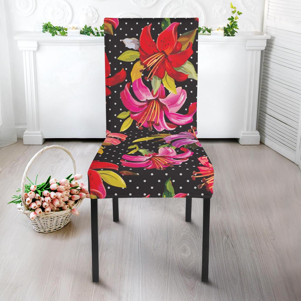 Lily Pattern Print Design LY012 Dining Chair Slipcover-JORJUNE.COM