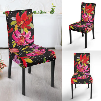 Lily Pattern Print Design LY012 Dining Chair Slipcover-JORJUNE.COM