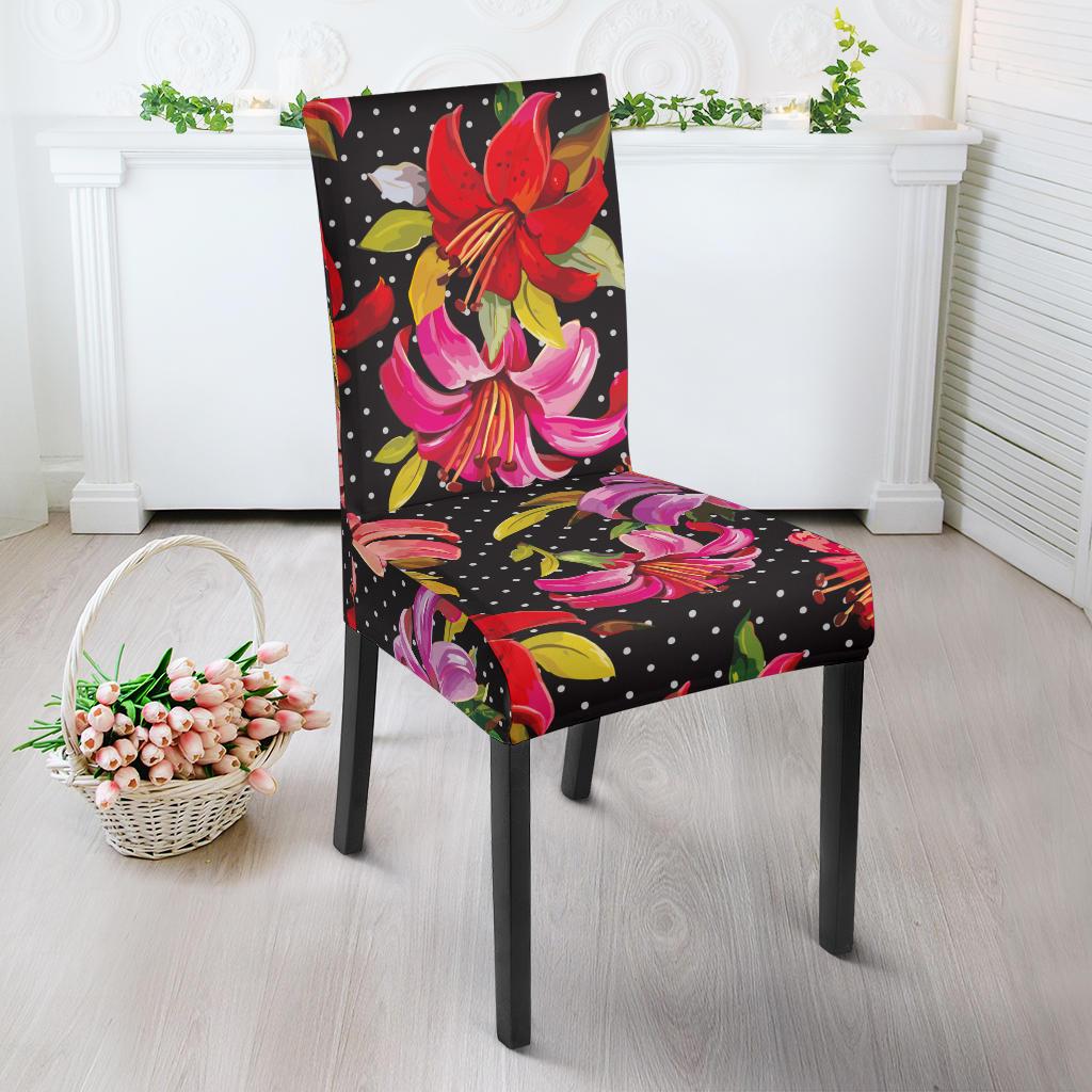 Lily Pattern Print Design LY012 Dining Chair Slipcover-JORJUNE.COM