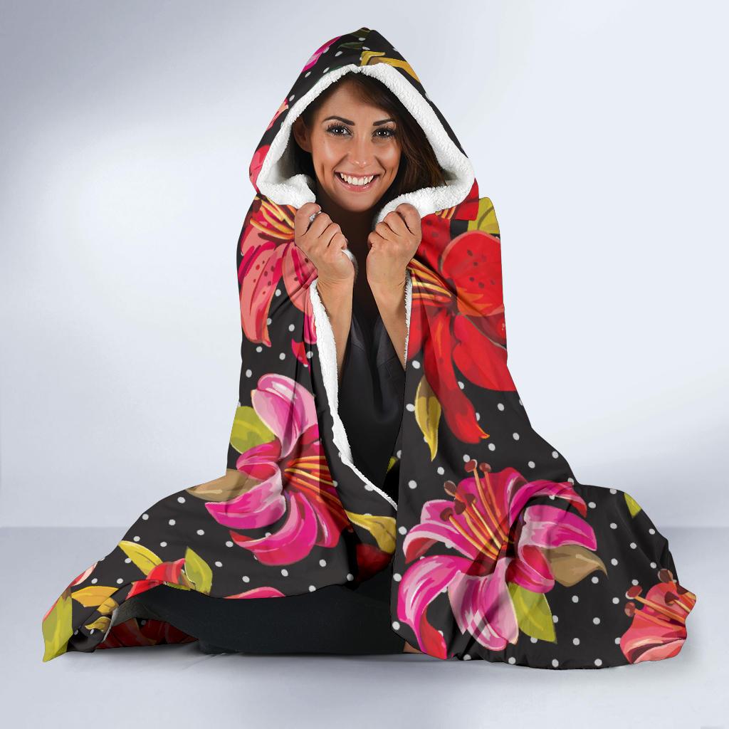 Lily Pattern Print Design LY012 Hooded Blanket-JORJUNE.COM