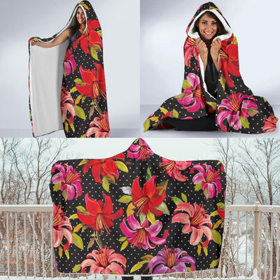 Lily Pattern Print Design LY012 Hooded Blanket-JORJUNE.COM