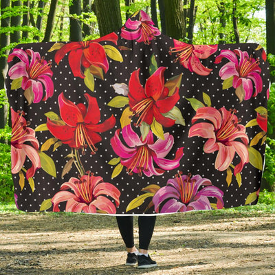 Lily Pattern Print Design LY012 Hooded Blanket-JORJUNE.COM
