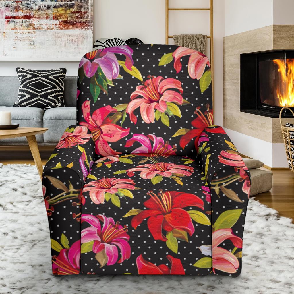 Lily Pattern Print Design LY012 Recliner Slipcover-JORJUNE.COM