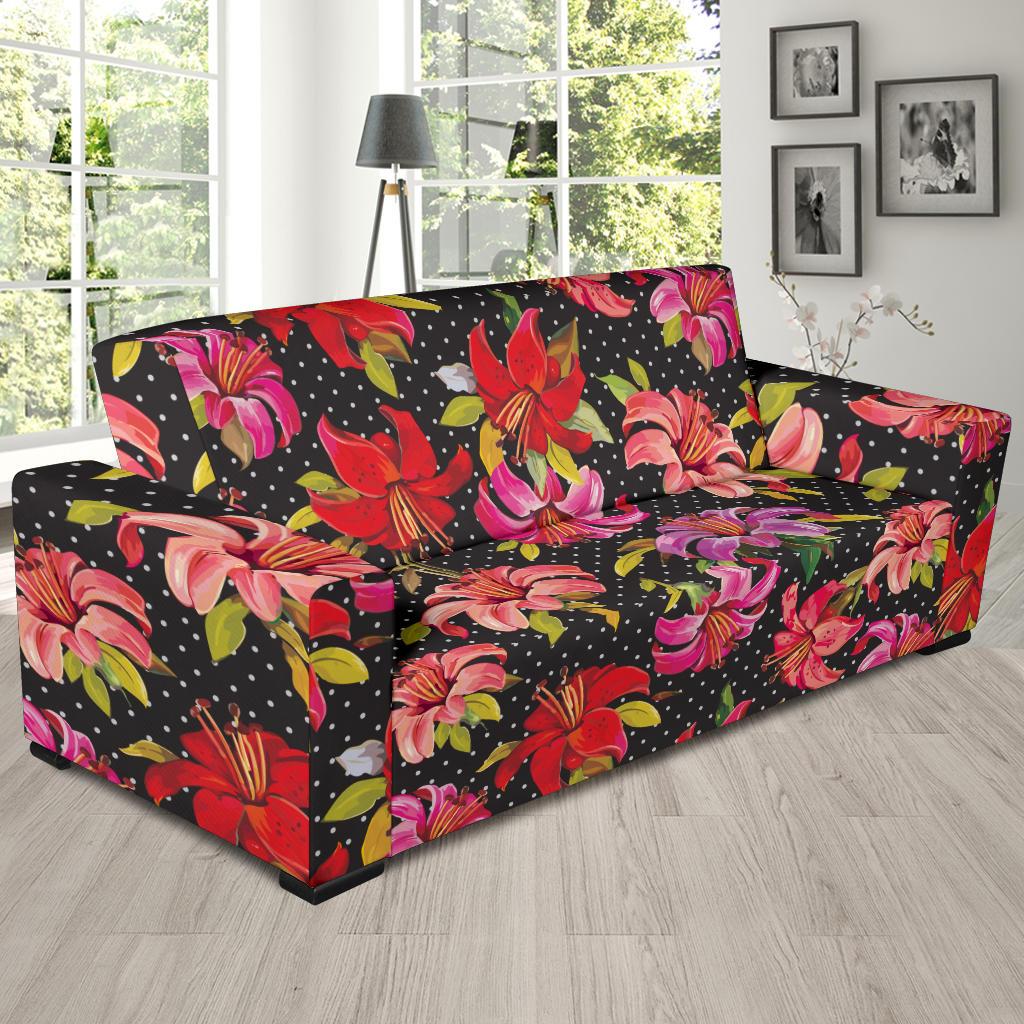 Lily Pattern Print Design LY012 Sofa Slipcover-JORJUNE.COM