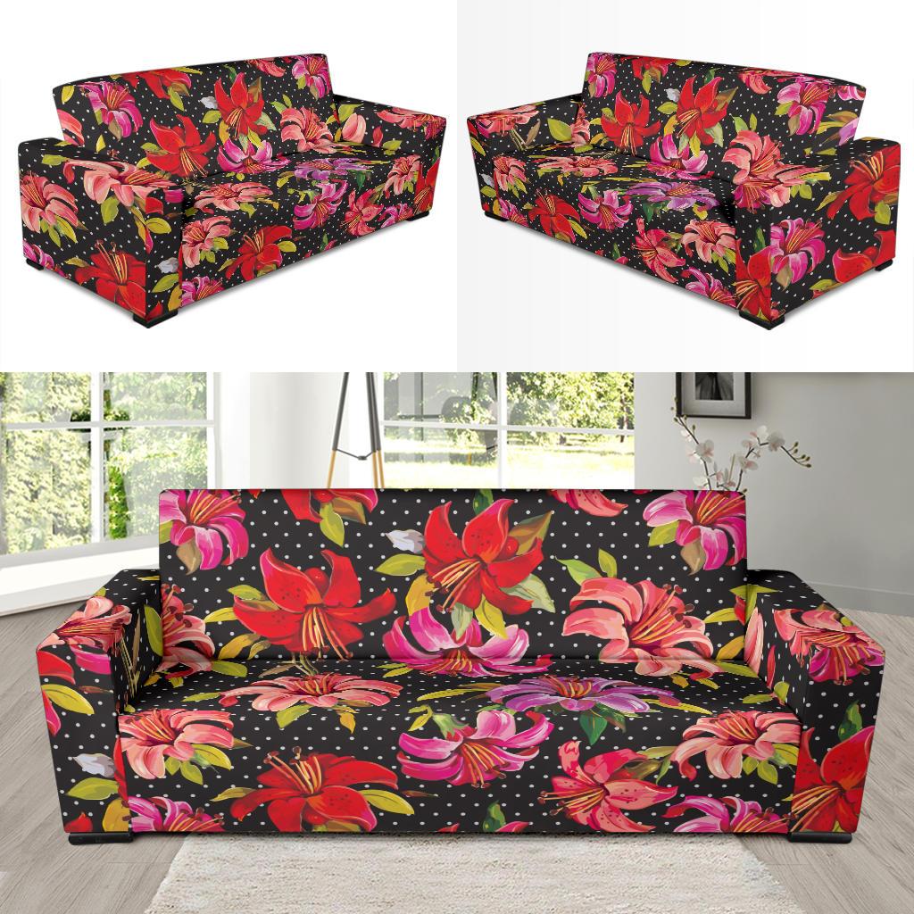 Lily Pattern Print Design LY012 Sofa Slipcover-JORJUNE.COM