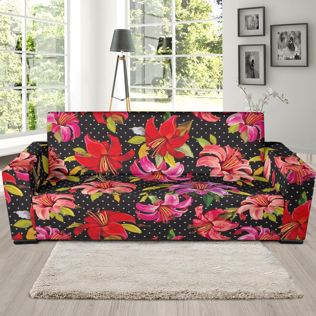 Lily Pattern Print Design LY012 Sofa Slipcover-JORJUNE.COM