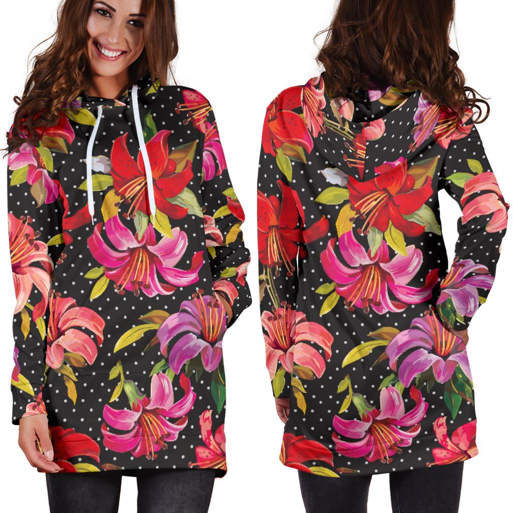 Lily Pattern Print Design LY012 Women Hoodie Dress