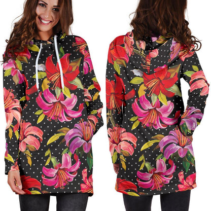 Lily Pattern Print Design LY012 Women Hoodie Dress