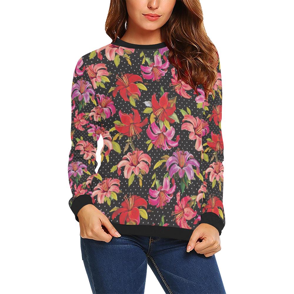 Lily Pattern Print Design LY012 Women Long Sleeve Sweatshirt-JorJune