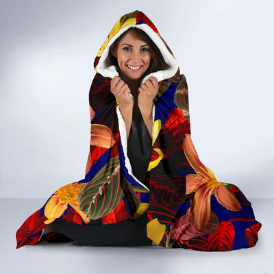 Lily Pattern Print Design LY014 Hooded Blanket-JORJUNE.COM