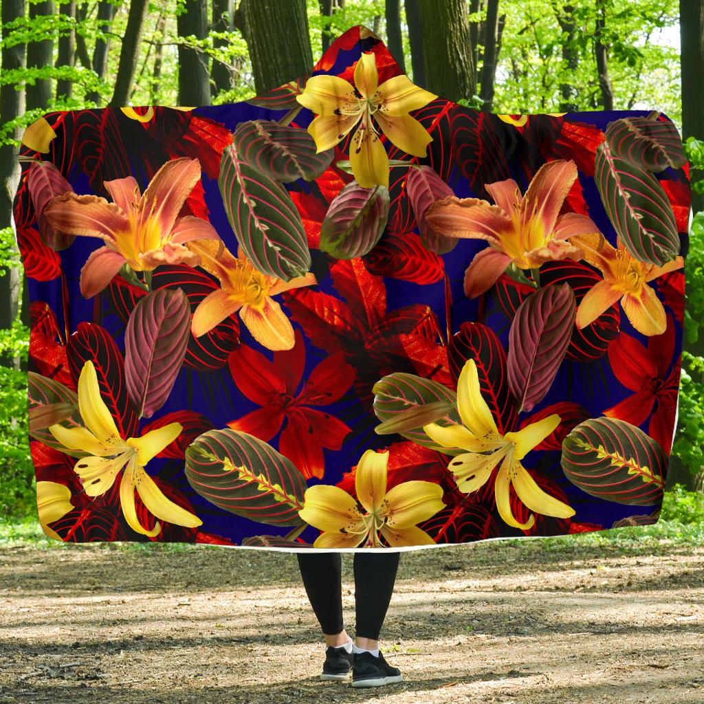 Lily Pattern Print Design LY014 Hooded Blanket-JORJUNE.COM