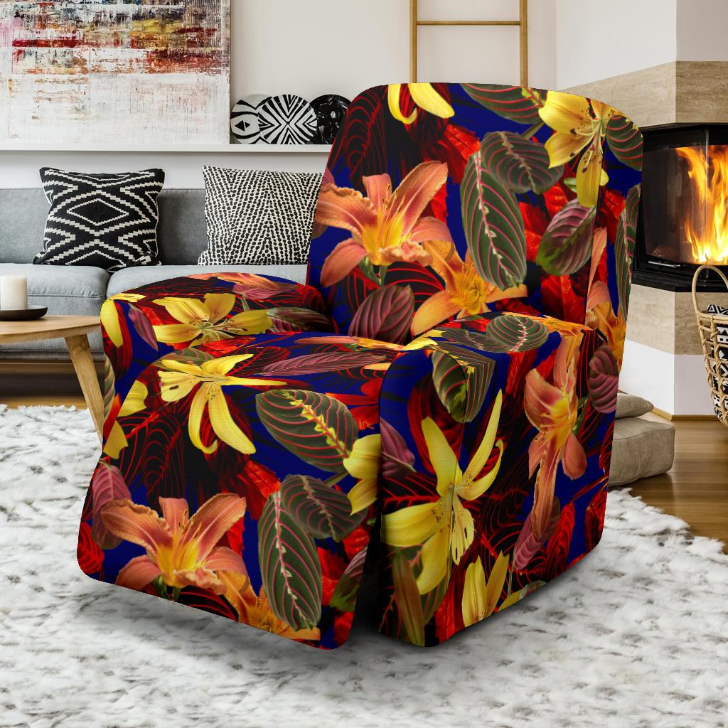 Lily Pattern Print Design LY014 Recliner Slipcover-JORJUNE.COM