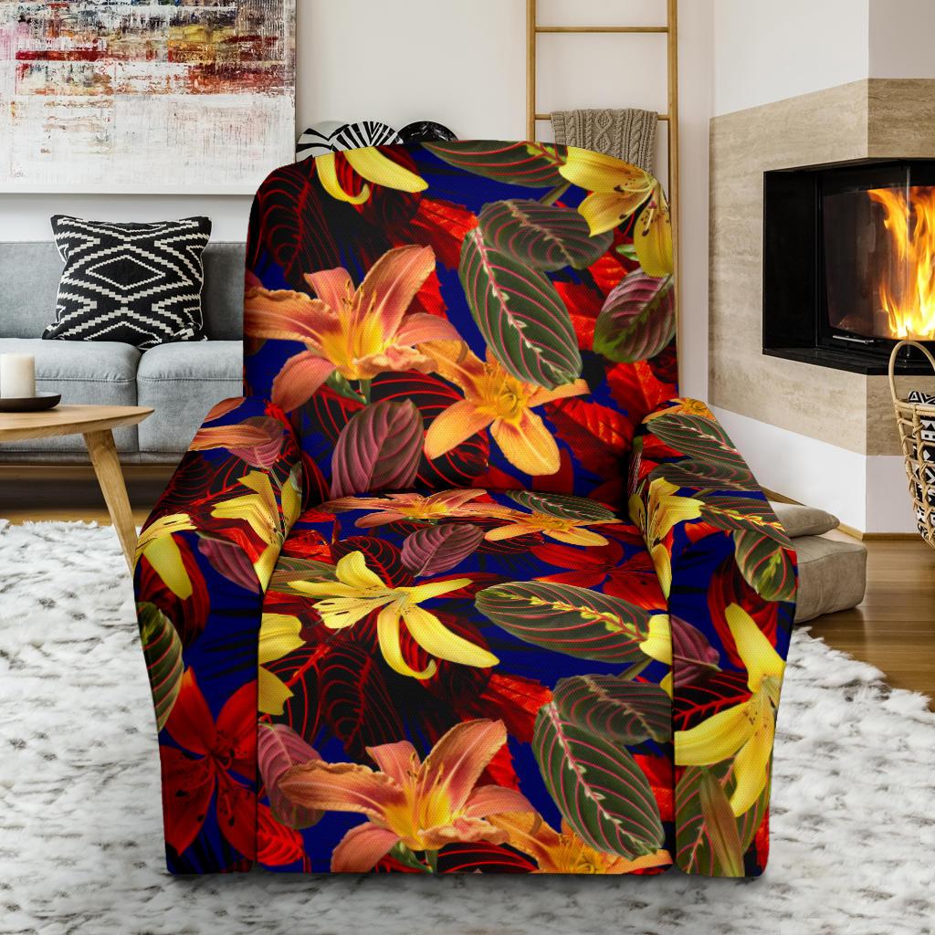 Lily Pattern Print Design LY014 Recliner Slipcover-JORJUNE.COM