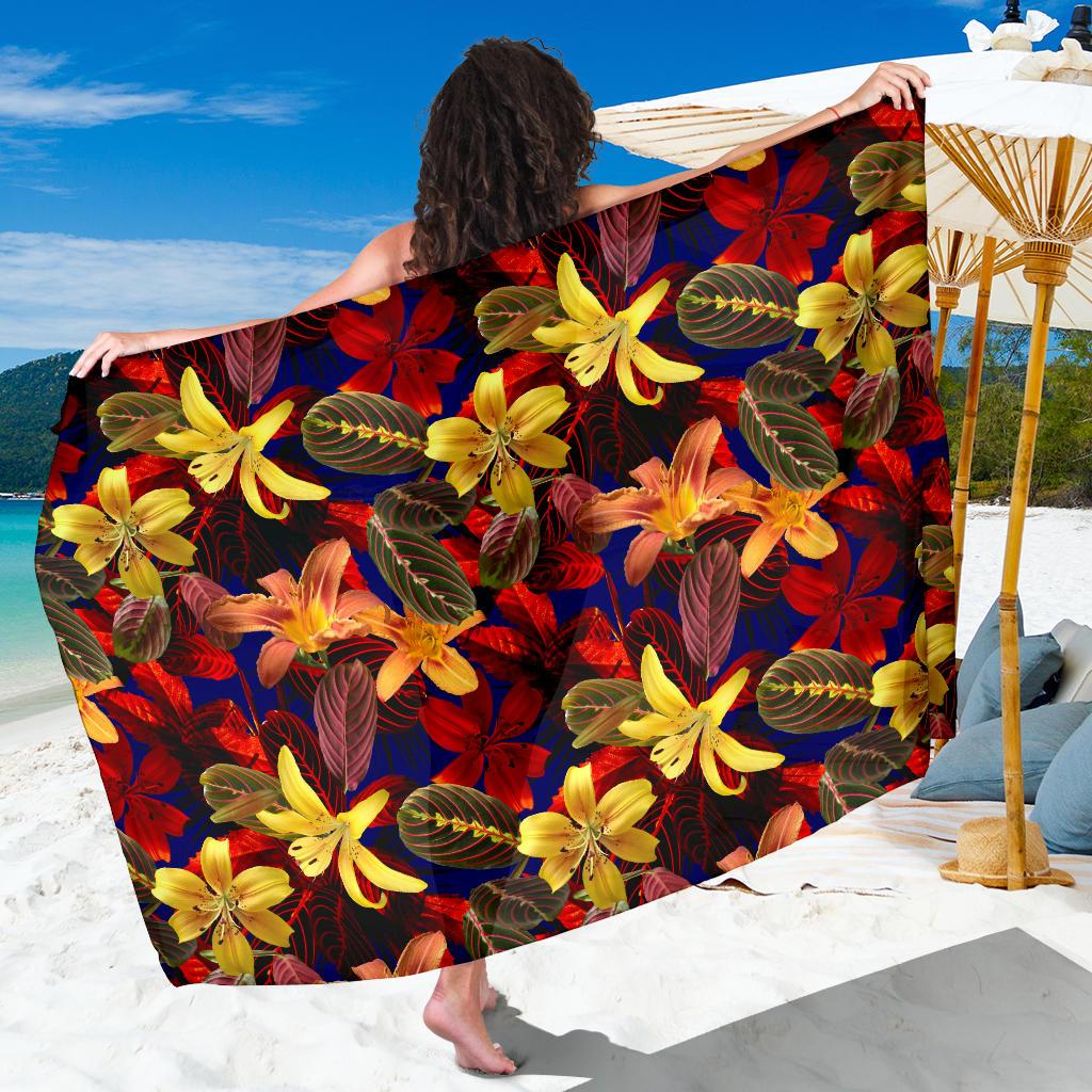 Lily Pattern Print Design LY014 Sarong Pareo Wrap-JORJUNE.COM