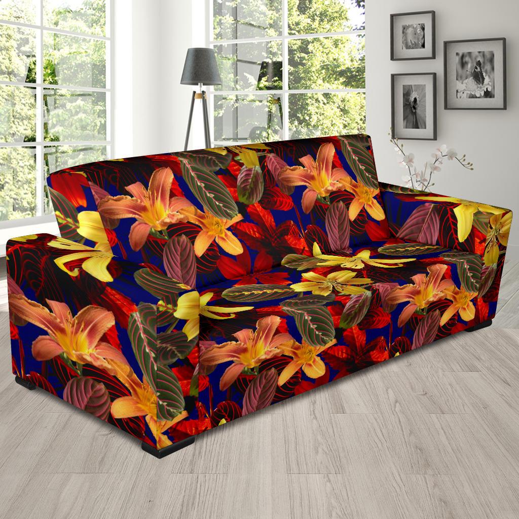 Lily Pattern Print Design LY014 Sofa Slipcover-JORJUNE.COM