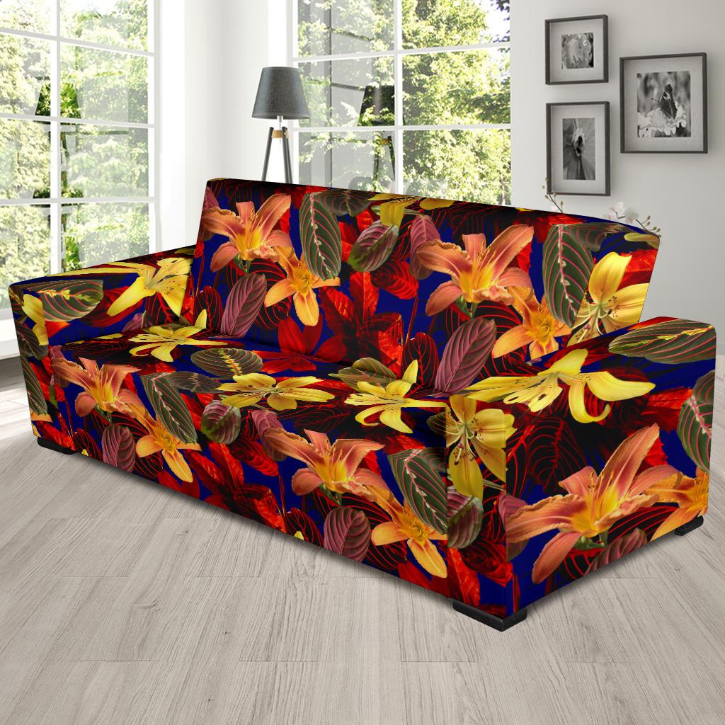 Lily Pattern Print Design LY014 Sofa Slipcover-JORJUNE.COM