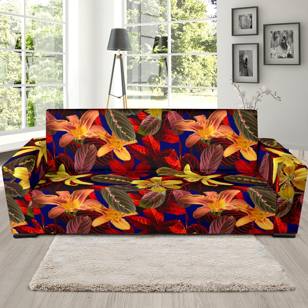 Lily Pattern Print Design LY014 Sofa Slipcover-JORJUNE.COM