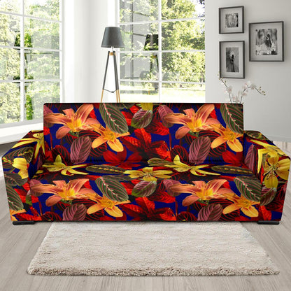 Lily Pattern Print Design LY014 Sofa Slipcover-JORJUNE.COM