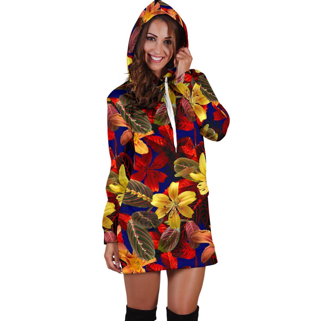 Lily Pattern Print Design LY014 Women Hoodie Dress