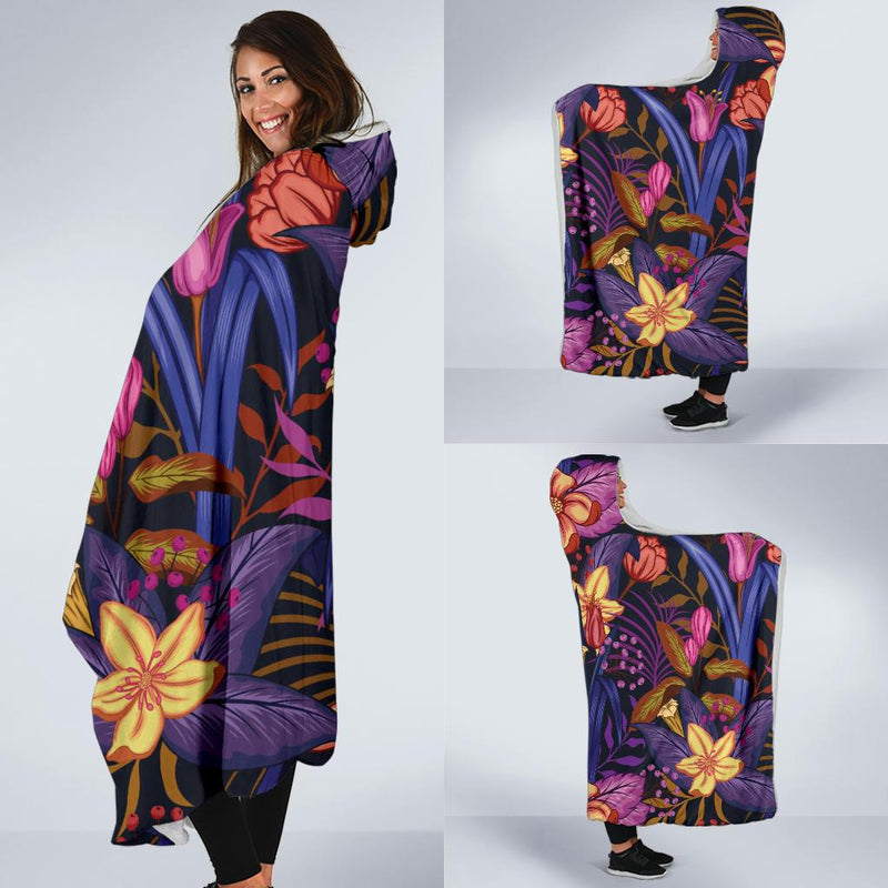 Lily Pattern Print Design LY016 Hooded Blanket-JORJUNE.COM