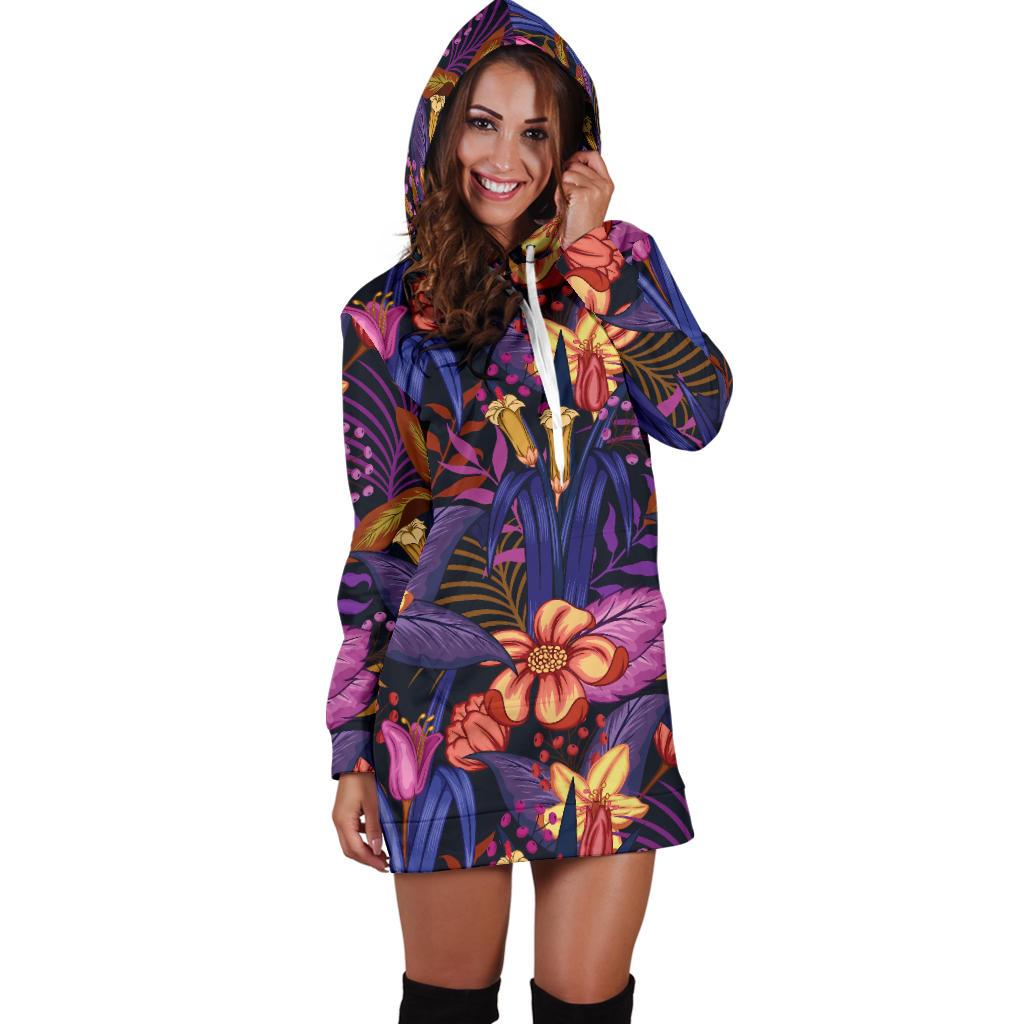 Lily Pattern Print Design LY016 Women Hoodie Dress
