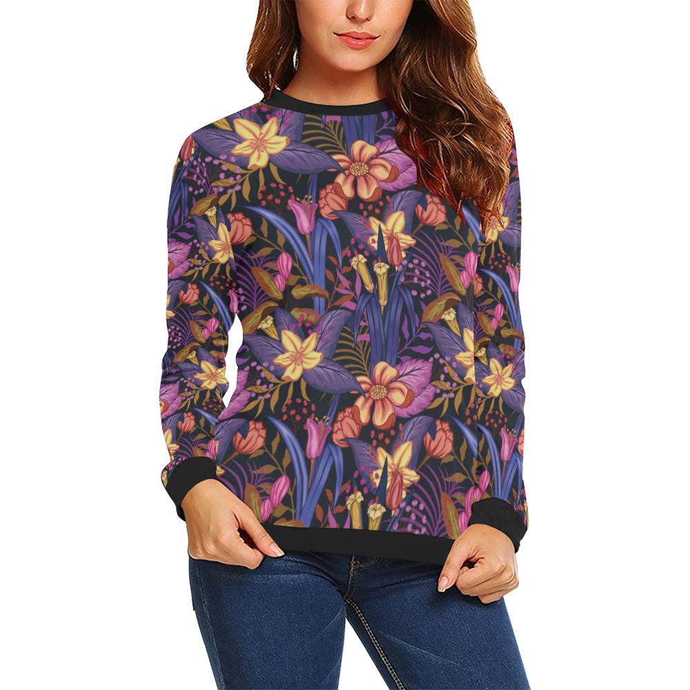 Lily Pattern Print Design LY016 Women Long Sleeve Sweatshirt-JorJune