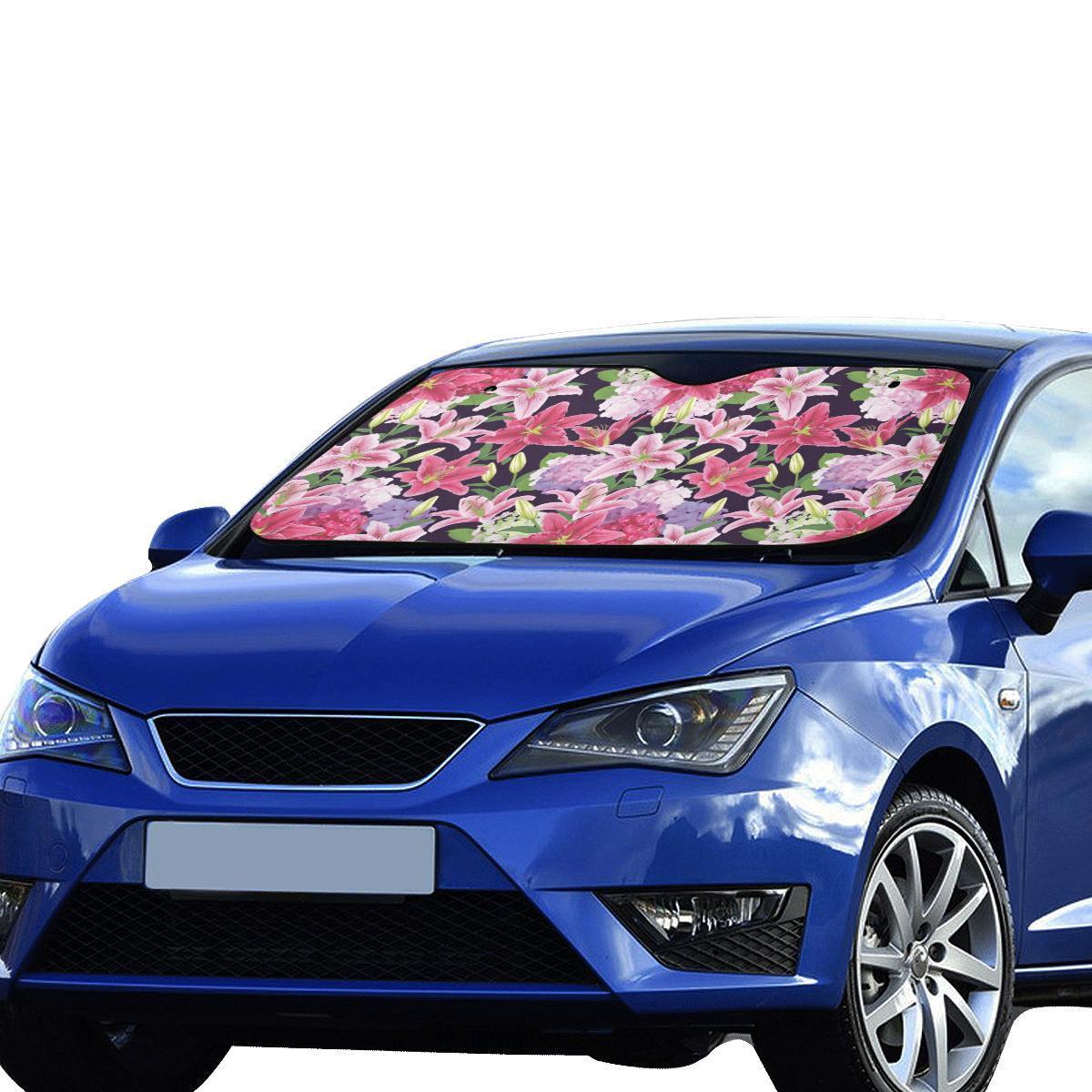 Lily Pattern Print Design LY017 Car Sun Shade-JorJune