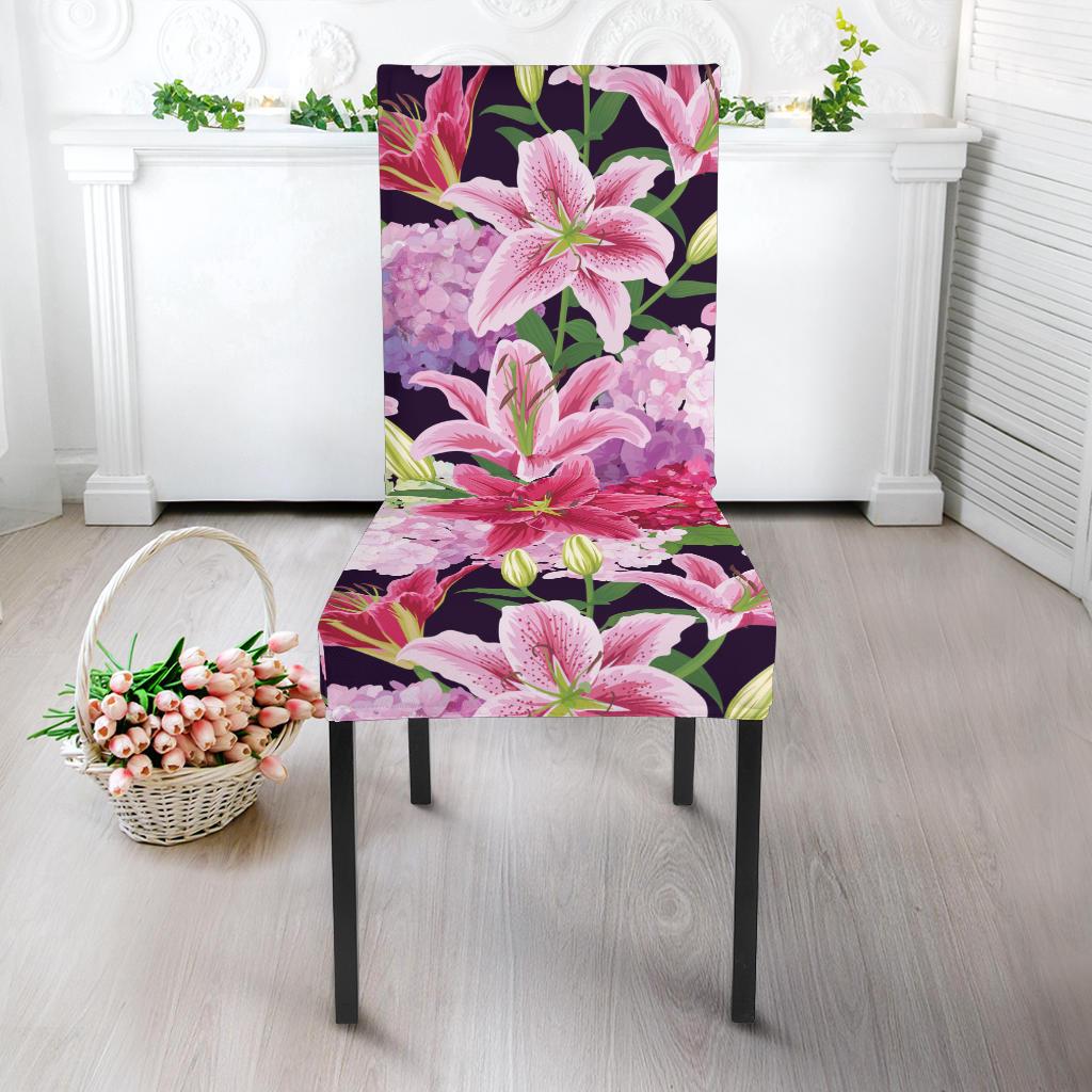 Lily Pattern Print Design LY017 Dining Chair Slipcover-JORJUNE.COM