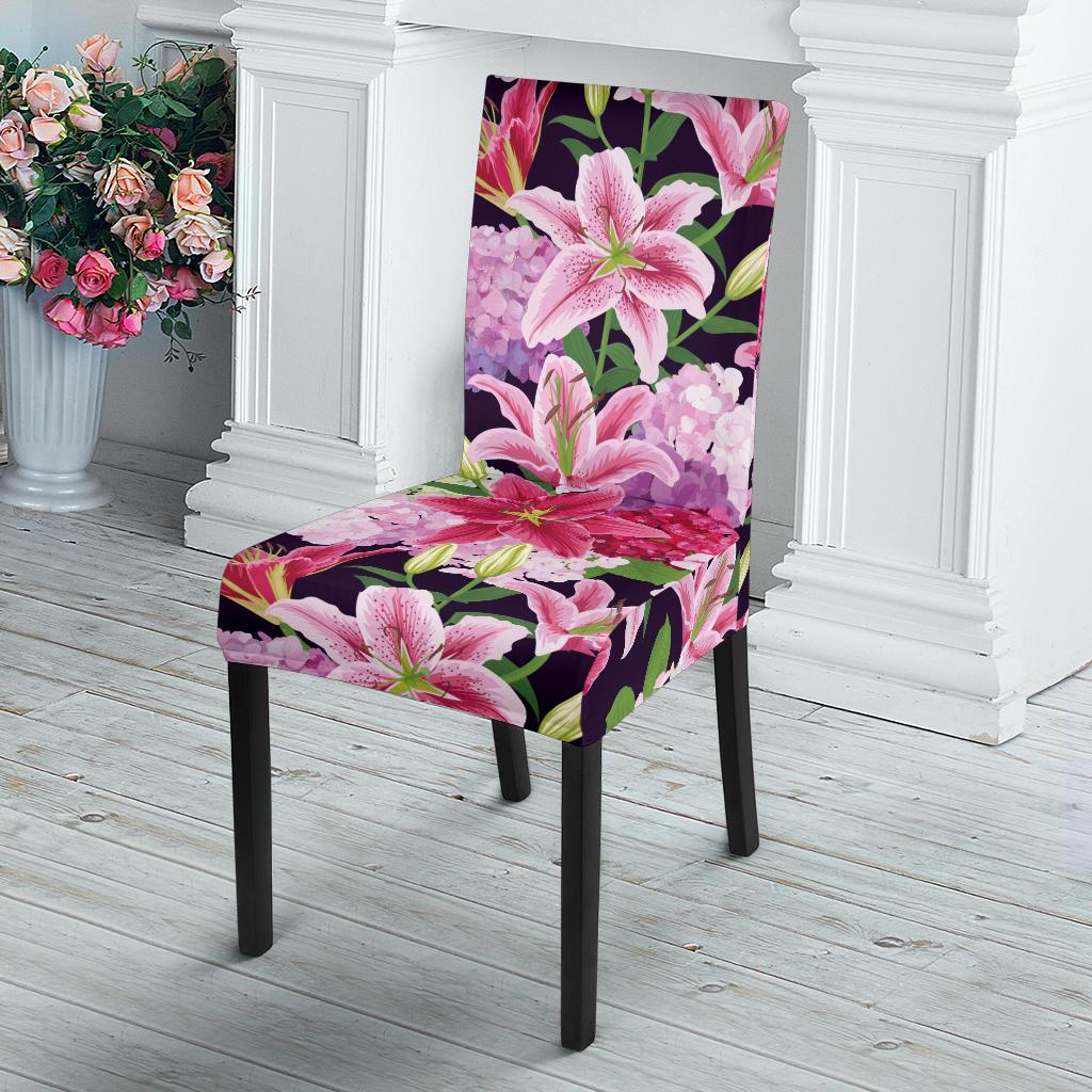 Lily Pattern Print Design LY017 Dining Chair Slipcover-JORJUNE.COM