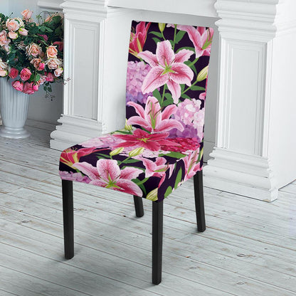 Lily Pattern Print Design LY017 Dining Chair Slipcover-JORJUNE.COM