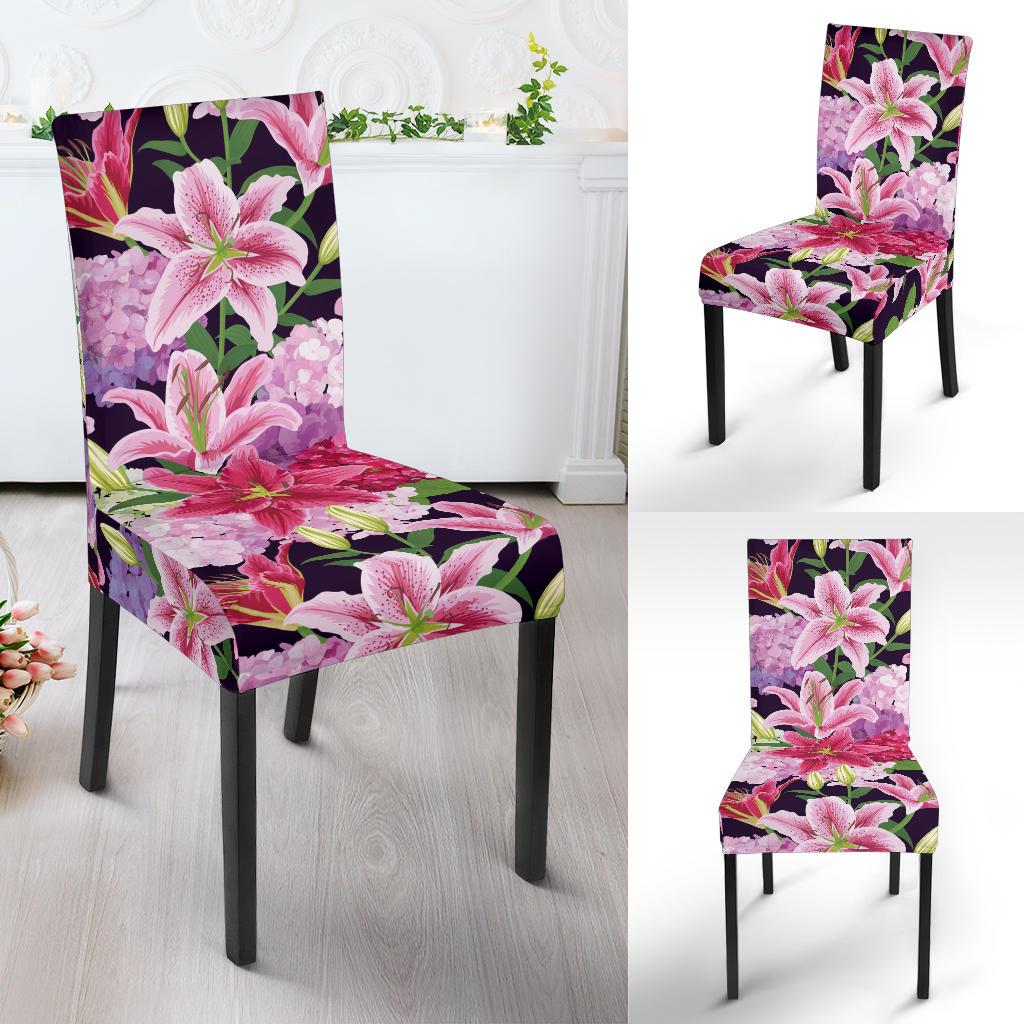 Lily Pattern Print Design LY017 Dining Chair Slipcover-JORJUNE.COM