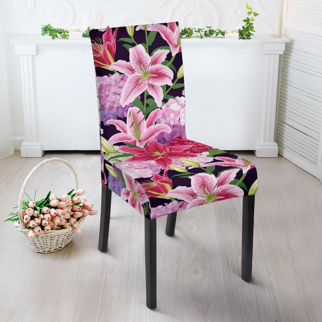 Lily Pattern Print Design LY017 Dining Chair Slipcover-JORJUNE.COM