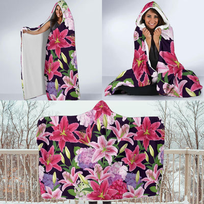 Lily Pattern Print Design LY017 Hooded Blanket-JORJUNE.COM