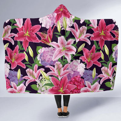 Lily Pattern Print Design LY017 Hooded Blanket-JORJUNE.COM