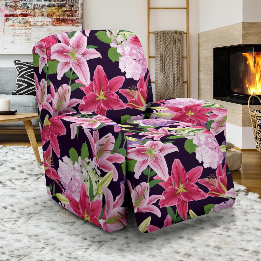 Lily Pattern Print Design LY017 Recliner Slipcover-JORJUNE.COM