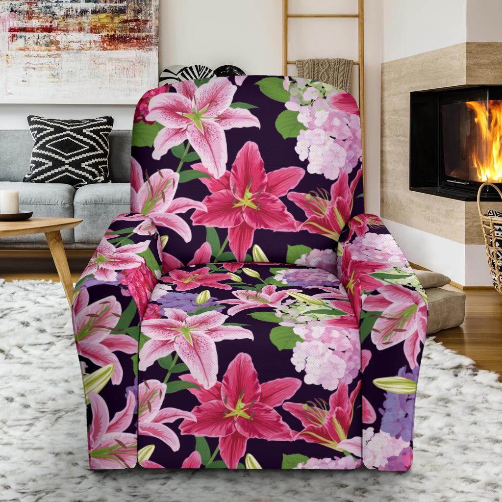 Lily Pattern Print Design LY017 Recliner Slipcover-JORJUNE.COM