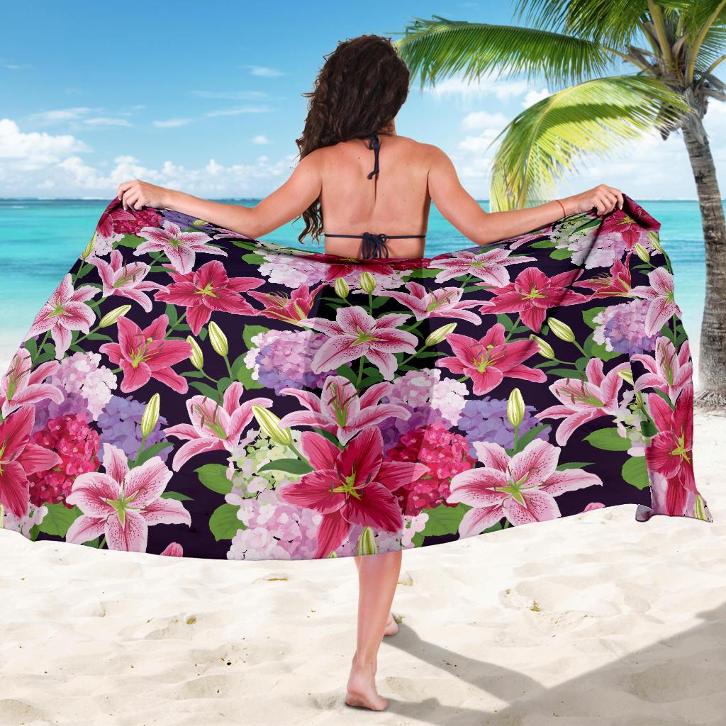 Lily Pattern Print Design LY017 Sarong Pareo Wrap-JORJUNE.COM