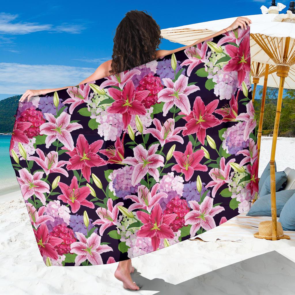Lily Pattern Print Design LY017 Sarong Pareo Wrap-JORJUNE.COM