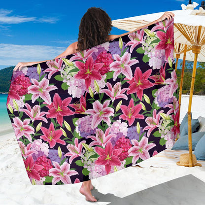 Lily Pattern Print Design LY017 Sarong Pareo Wrap-JORJUNE.COM
