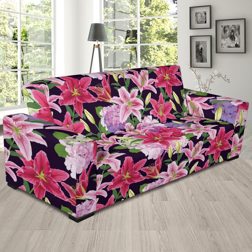 Lily Pattern Print Design LY017 Sofa Slipcover-JORJUNE.COM