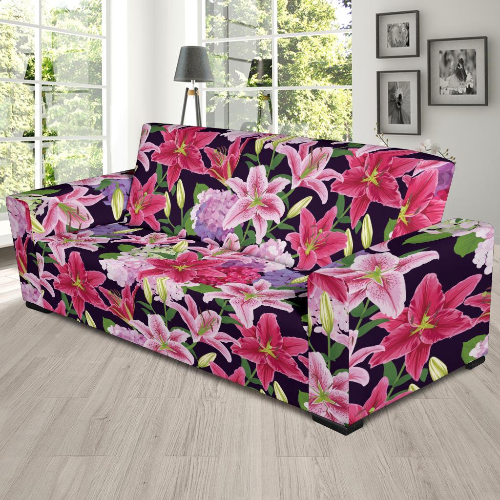 Lily Pattern Print Design LY017 Sofa Slipcover-JORJUNE.COM