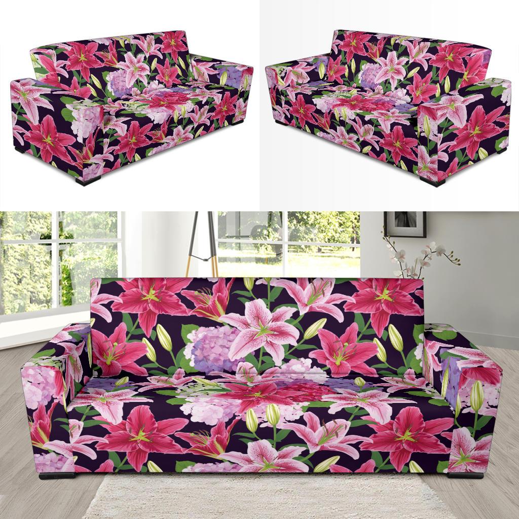 Lily Pattern Print Design LY017 Sofa Slipcover-JORJUNE.COM