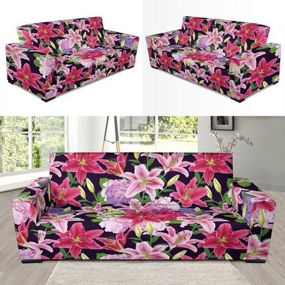 Lily Pattern Print Design LY017 Sofa Slipcover-JORJUNE.COM