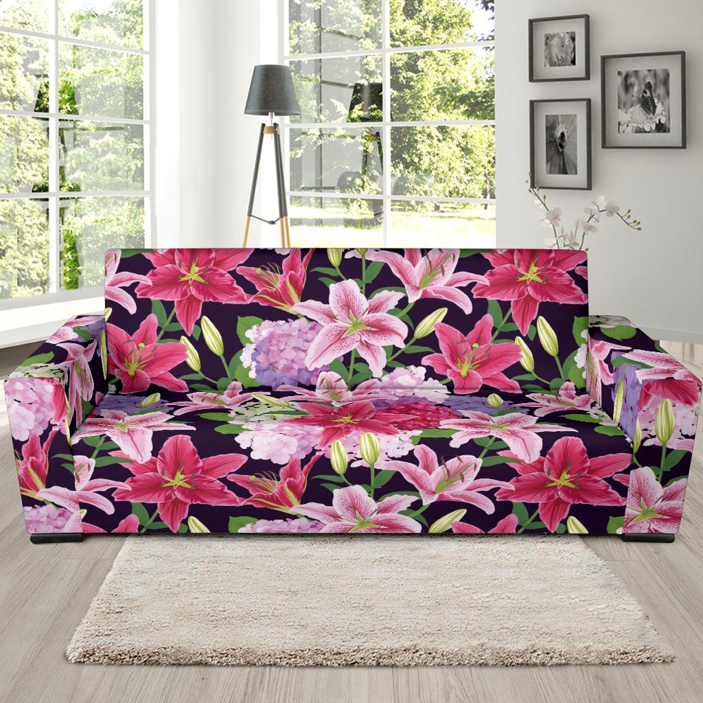 Lily Pattern Print Design LY017 Sofa Slipcover-JORJUNE.COM