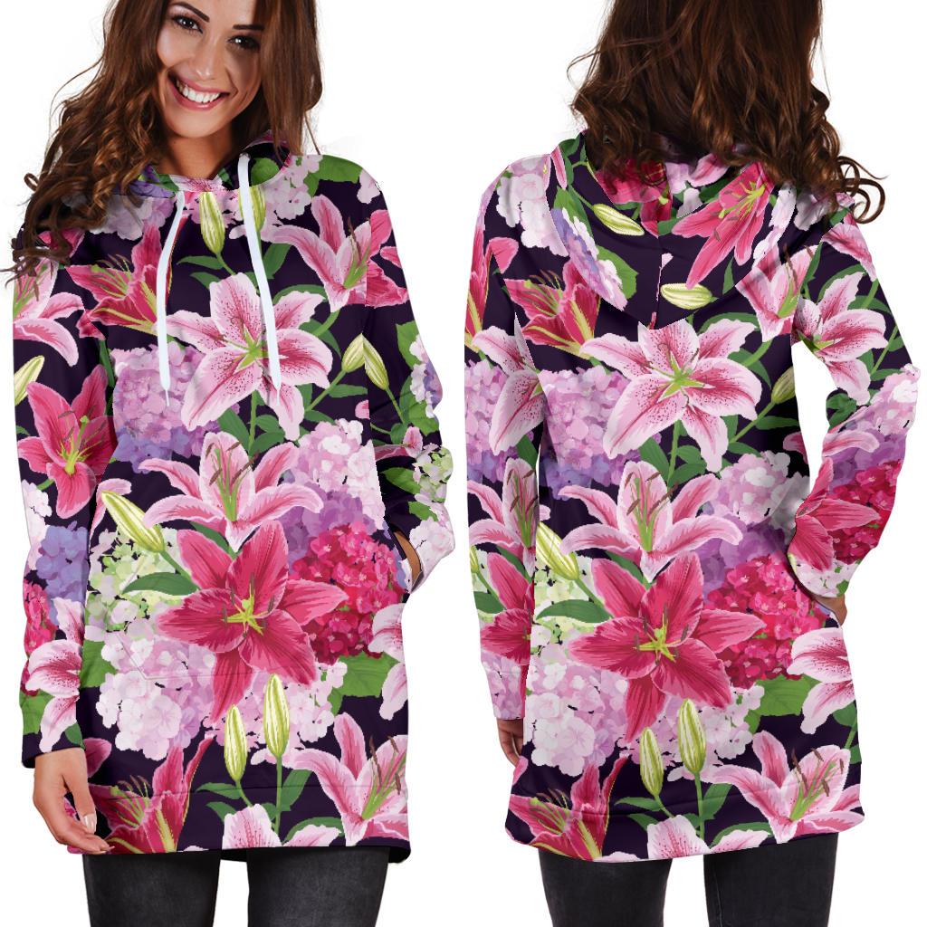 Lily Pattern Print Design LY017 Women Hoodie Dress