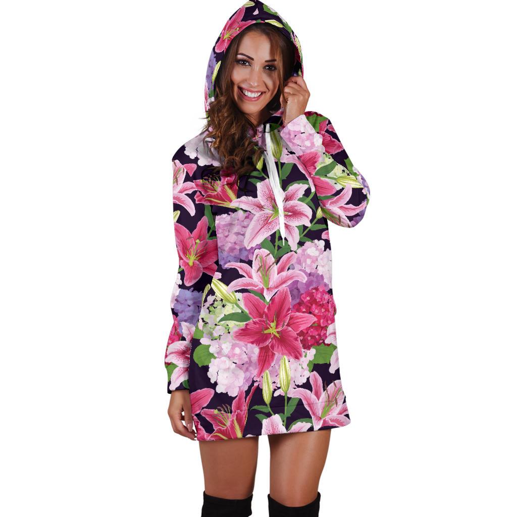Lily Pattern Print Design LY017 Women Hoodie Dress