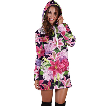 Lily Pattern Print Design LY017 Women Hoodie Dress
